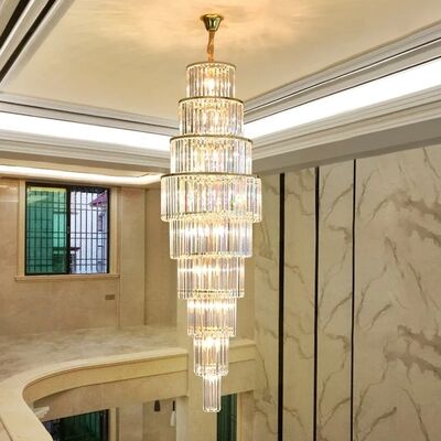 Creative Led Luxury Crystal Staircase Spiral Long Pendant Lamp Classic Cristal Lamp(WH-NC-157)