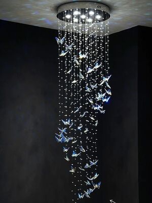 Butterfly Crystal Chandelier Living Room Crystal Staircase Pendant Light Indoor Large LED Lights(WH-NC-165)