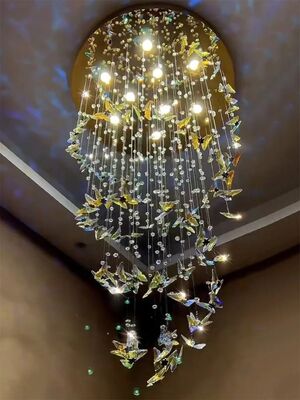 Butterfly Crystal Chandelier Living Room Crystal Staircase Pendant Light Indoor Large LED Lights(WH-NC-165)