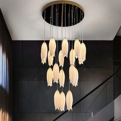 Nordic Ceramic Tulip Staircase Chandelier Multi Heads Pendant Lamp(WH-NC-171)