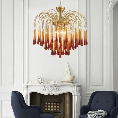 Modern LED Chandeliers Amber Glass Hanging Pendant Lighting Maltose Chandelier(WH-MI-473)