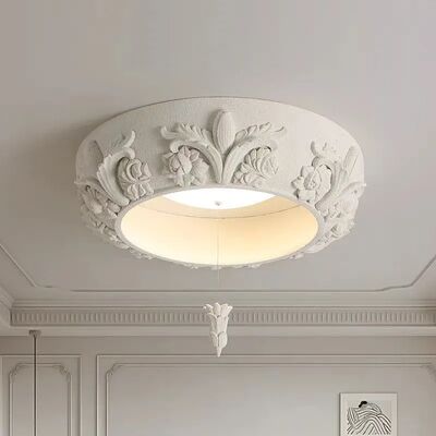 Artistic Carved Plaster Chandelier Led White Resin Gypsum Round lamp Tinsley Plaster Chandelier(WH-MI-475)