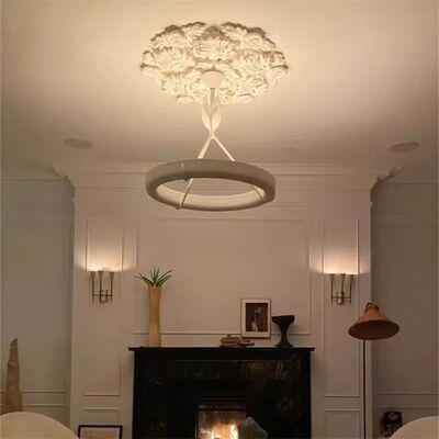 Artistic Carved Plaster Chandelier Led White Resin Gypsum Round lamp Tinsley Plaster Chandelier(WH-MI-475)