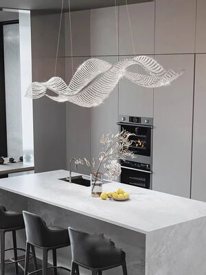 Chrome Gold Crystal Wave LED Hanging Lamp Chandelier Lighting Alon Chandelier(WH-MI-479)