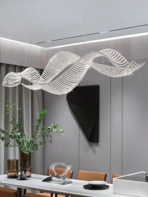 Chrome Gold Crystal Wave LED Hanging Lamp Chandelier Lighting Alon Chandelier(WH-MI-479)