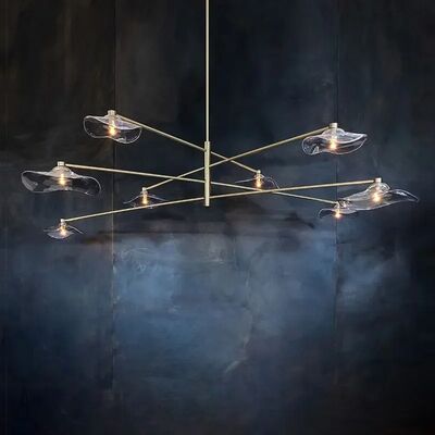 Simplicity Dining Room LED Chandelier Personality Modern Black Pendant Light Lotus Leaves Glass Chandelier(WH-MI-490)