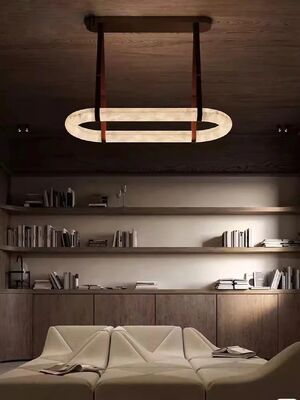 LED Dimmable Natural Marble Desing Leather Belt Chandelier Lighting (WH-MI-492)
