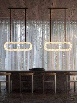 LED Dimmable Natural Marble Desing Leather Belt Chandelier Lighting (WH-MI-492)