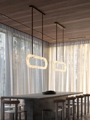 LED Dimmable Natural Marble Desing Leather Belt Chandelier Lighting (WH-MI-492)