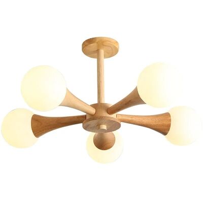 Nordic Log Art Chandelier Simple Personality Glass Ceiling Lamp Wooden Nera Chandelier(WH-MI-495)