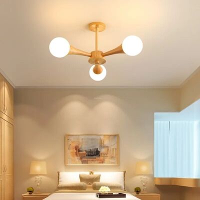 Nordic Log Art Chandelier Simple Personality Glass Ceiling Lamp Wooden Nera Chandelier(WH-MI-495)