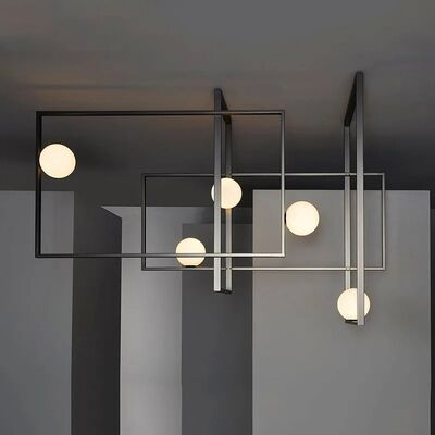 Post modern Rectangles G4 LED pendant light hanging lamp bedside metal Luminarias Mondrian Glass Ceiling Light(WH-MI-497)
