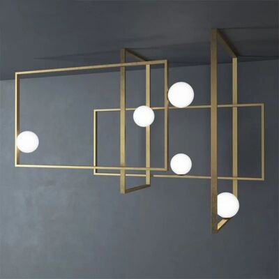 Post modern Rectangles G4 LED pendant light hanging lamp bedside metal Luminarias Mondrian Glass Ceiling Light(WH-MI-497)
