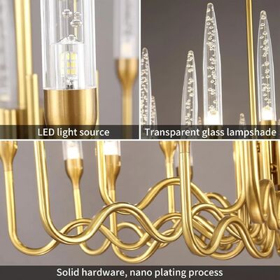 Long Crystal Candelabra Ceiling Chandelier Luxury Gold Crystal Candle Chandelier Light (WH-CY-261)
