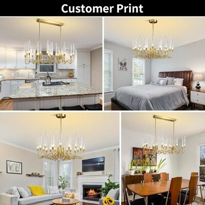 Long Crystal Candelabra Ceiling Chandelier Luxury Gold Crystal Candle Chandelier Light (WH-CY-261)