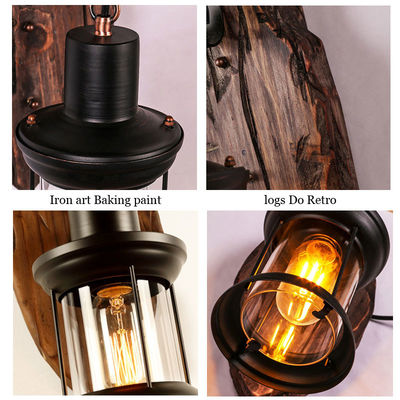 Industrial Loft design creative cafe restaurant bar bedside iron wooden led wall lamp （WH-VR-21）