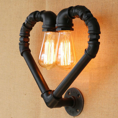 Creative vintage pipe wall light loft edison industry E27 light bar Heart wall lamp (WH-VR-34）