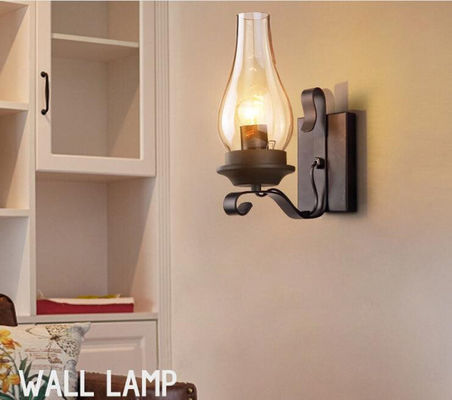 Retro industrial light iron wall lamp creative restaurant corridor bedroom bedside glass wall light (WH-VR-40)