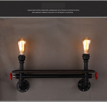 Vintage wall light Bar living room study bedside light wood bookshelf art water pipe bed side wall lamp(WH-VR-46）