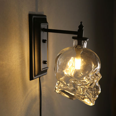 Industrial Vintage Wall Lamp Glass Lamp Shape For Living Room Bedroom Nordic Home Decor Creative Skull Wall Lights (WH-V