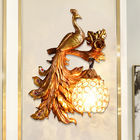Vintage Creative Art Deco Peacock Resin Wall Lamp Gold Vanity Luxury Bedroom Wall Light（WH-VR-62）
