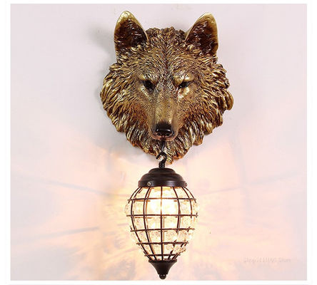 Resin Wolf Wall Lamps Vintage Wall Sconce Light Fixtures for Living Room Bedroom Loft Industrial Lamp (WH-VR-63)