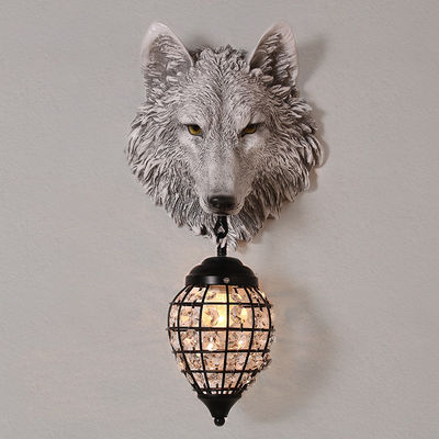 Resin Wolf Wall Lamps Vintage Wall Sconce Light Fixtures for Living Room Bedroom Loft Industrial Lamp (WH-VR-63)