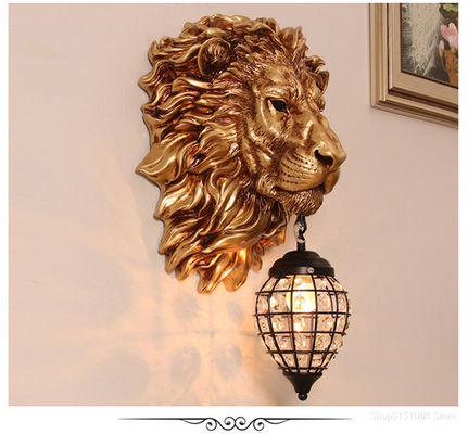 European Retro Gold Lion Wall Lamp Vintage Crystal Wall Sconce Light（WH-VR-65）