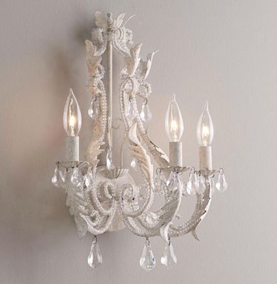 Antique lighting Rustic Decor White Body Color crystal wall sconce (Wh-VR-102)