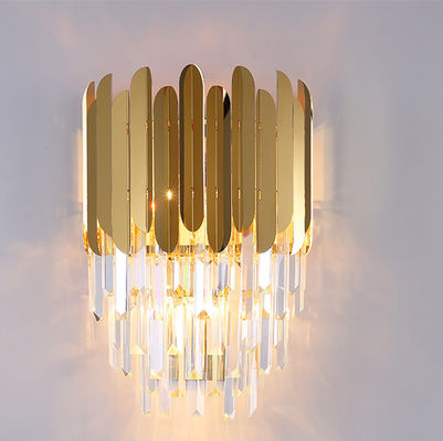 Bedside Livingroom Decoration LED Sconce Lamp Bathroom Home Light Crystal Golden Wall Light(WH-OR-152)