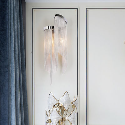 Plate Aluminium Tassel Led E14 Wall Scones D23 H60cm Chrome Stream Wall Sconce（WH-OR-197)