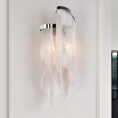 Plate Aluminium Tassel Led E14 Wall Scones D23 H60cm Chrome Stream Wall Sconce（WH-OR-197)