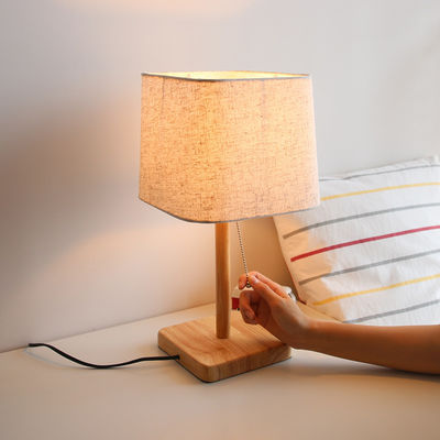 Modern Wood Linen Bedside Minimalist Table Lamp wooden standing lamp(WH-MTB-27)