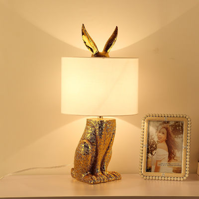 Golden Resin Rabbit Table Lamp for Bedroom Bedside Lamp(WH-MTB-40)