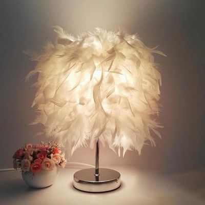 E27 Bedside Table LED Lamp Feather Romantic Feather table lamp(WH-MTB-56)