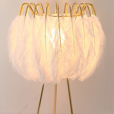 Modern Fashion Warm Girl Princess Room Study Bedroom Feather Desk Lamp(WH-MTB-65)