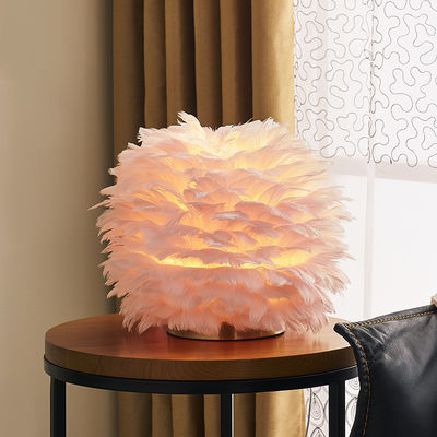 Pink Feather Table Lamp Warm and Romantic Girl Children's Room Table light(WH-MTB-66)