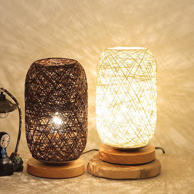 Wood Rattan Twine Ball Lights Table Lamp Room Home Art Decor bamboo table lamp(WH-MTB-93)