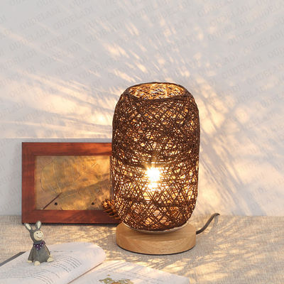 Wood Rattan Twine Ball Lights Table Lamp Room Home Art Decor bamboo table lamp(WH-MTB-93)