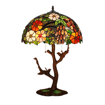 Antique Stained Glass Bird Art Decor Luxury Beautiful Large Bedroom Tiffany Bedside Table Lamps(WH-TTB-08)