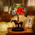 Stained Glass Flower Resin Horse Luxury Bedroom Bedside Garden Table Lamps(WH-TTB-11)