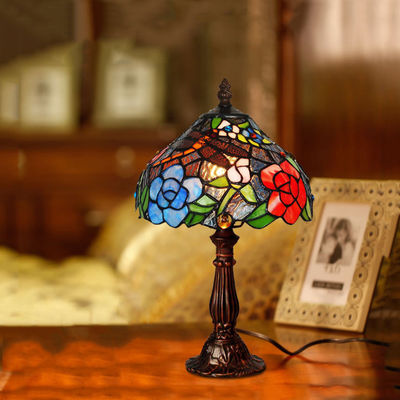 Stained Glass Red Rose Flower Wedding Marriage Living room Bedroom Tiffany light(WH-TTB-12)