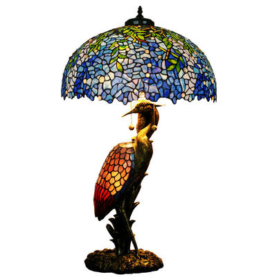 Stained Glass Art Deco Home Decorative Large Chinese Birds Tiffany Vintage Table Lamp(WH-TTB-13)