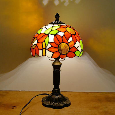 20cm Tiffany Table Lamp Sun Flower Lampshape E27 Resin Base Lamp(WH-TTB-17)