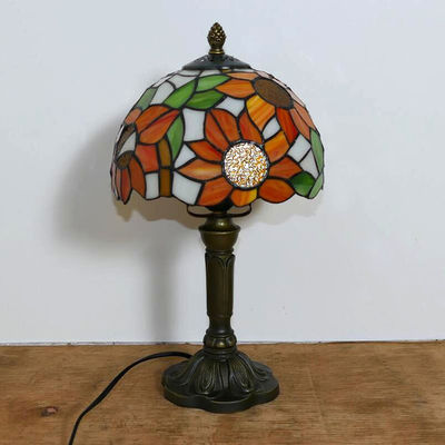 20cm Tiffany Table Lamp Sun Flower Lampshape E27 Resin Base Lamp(WH-TTB-17)