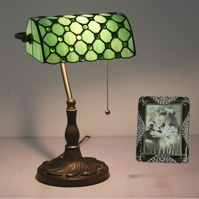 New Tiffany Table Lamp Alloy Base Retro Bank Light Green Bedside Table Lamp(WH-TTB-22)