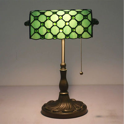 New Tiffany Table Lamp Alloy Base Retro Bank Light Green Bedside Table Lamp(WH-TTB-22)