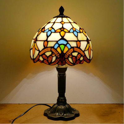 Tiffany Table Lamp 20cm Lamp Shape Resin Base E27 Bedroom Bedside Lamp(WH-TTB-25)