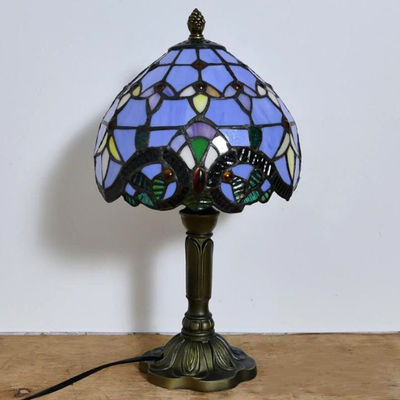 Tiffany Table Lamp 20cm Lamp Shape Resin Base E27 Bedroom Bedside Lamp(WH-TTB-25)