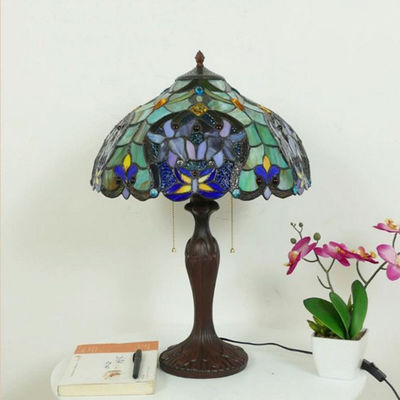 40CM Tiffany Table Lamp Flower Lampshade Bedroom Bedside Lamp(WH-TTB-36)